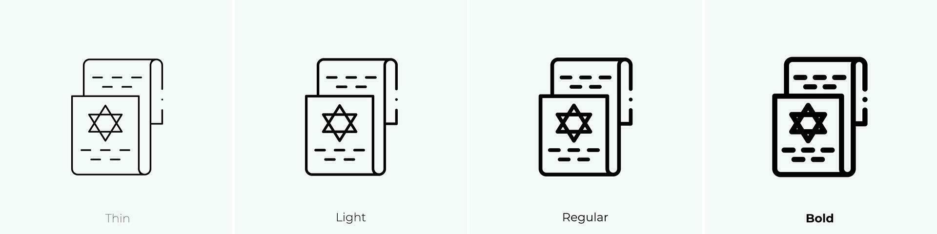 torah icon. Thin, Light, Regular And Bold style design isolated on white background vector