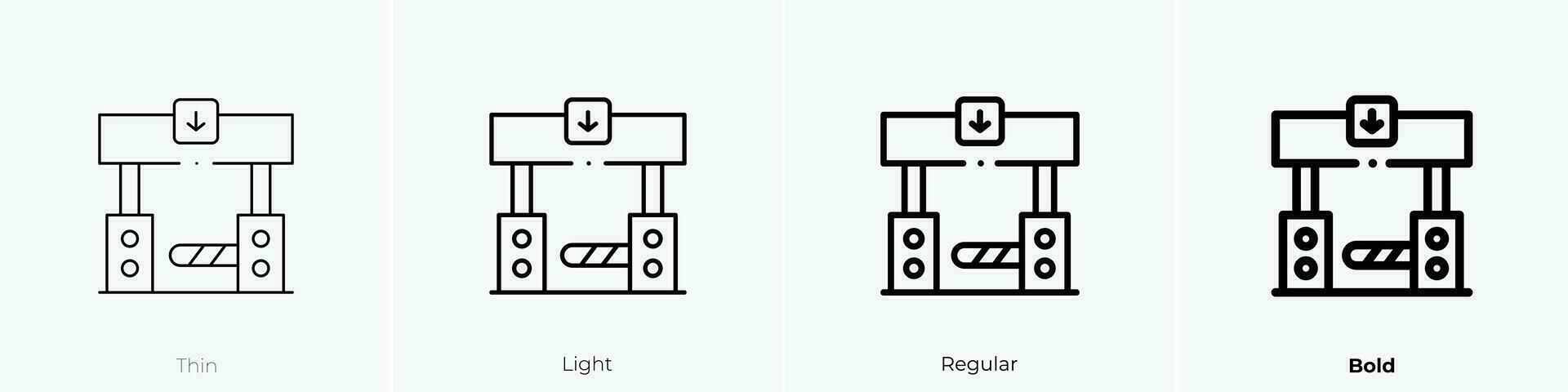 Peaje icono. delgado, luz, regular y negrita estilo diseño aislado en blanco antecedentes vector