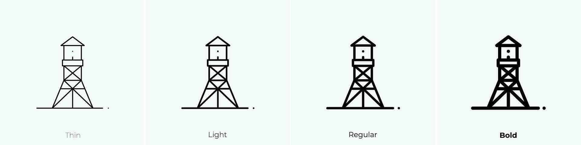 tower icon. Thin, Light, Regular And Bold style design isolated on white background vector