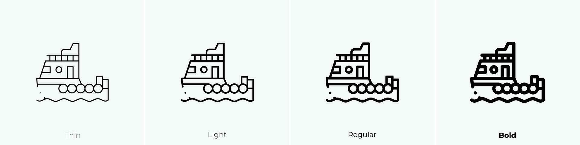 remolcador icono. delgado, luz, regular y negrita estilo diseño aislado en blanco antecedentes vector