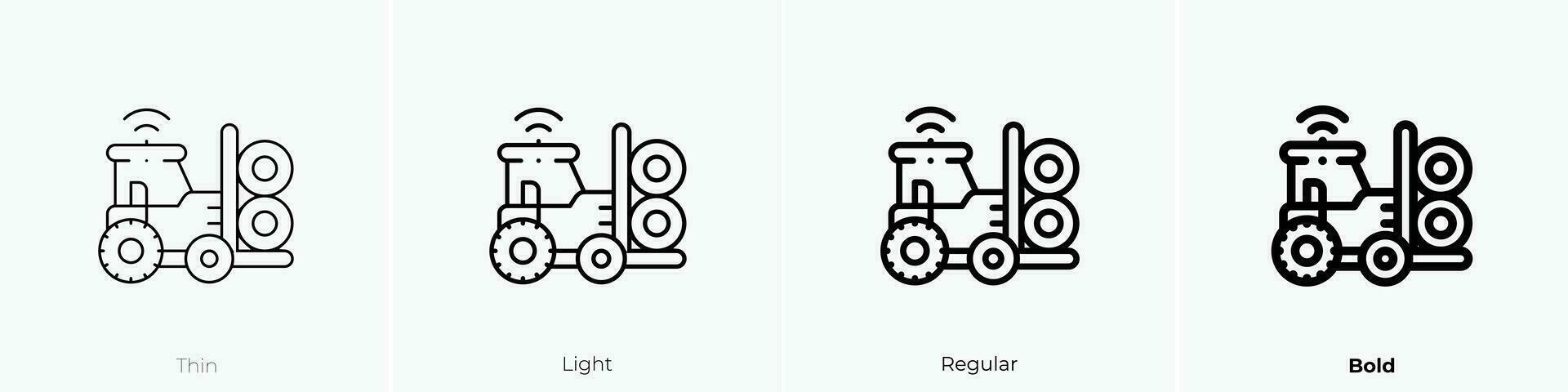 tractor icono. delgado, luz, regular y negrita estilo diseño aislado en blanco antecedentes vector
