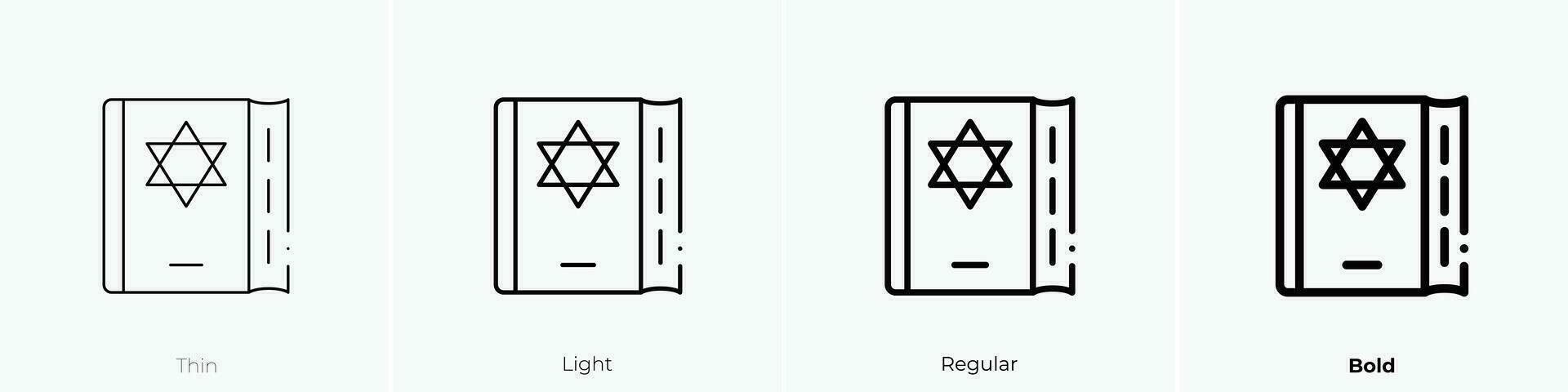 torah icon. Thin, Light, Regular And Bold style design isolated on white background vector