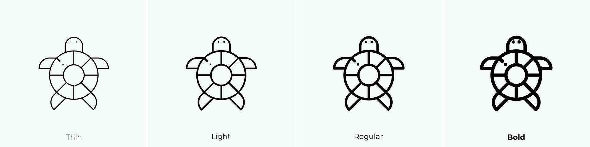 tortoise icon. Thin, Light, Regular And Bold style design isolated on white background vector