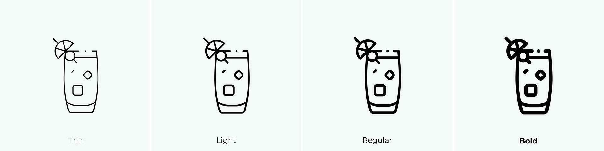 tom collins icon. Thin, Light, Regular And Bold style design isolated on white background vector