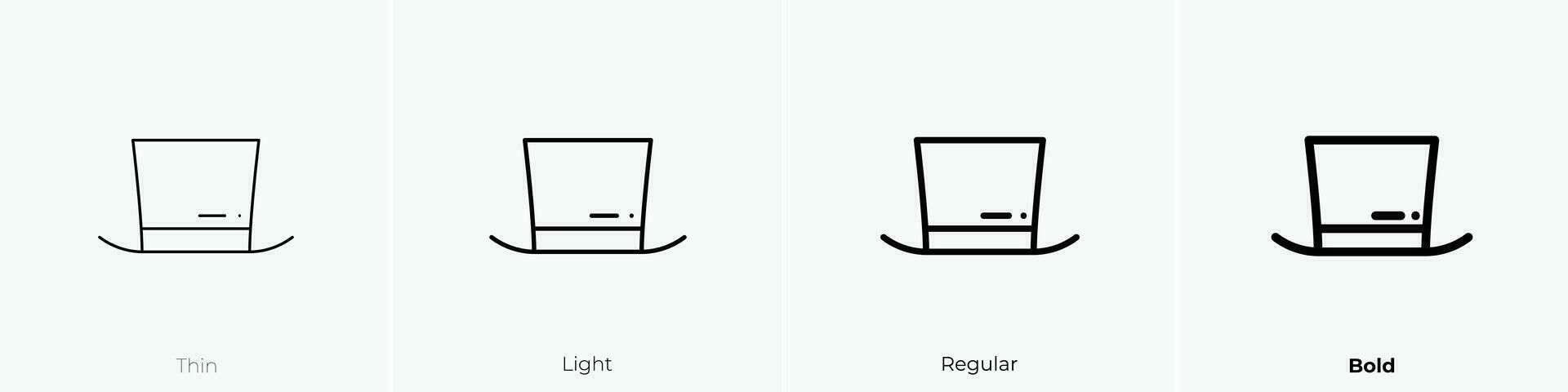 top hat icon. Thin, Light, Regular And Bold style design isolated on white background vector