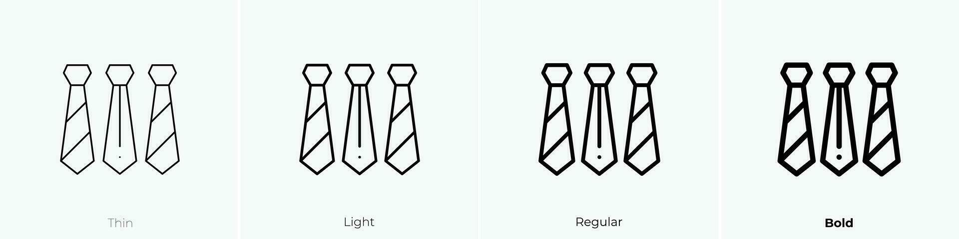 ties icon. Thin, Light, Regular And Bold style design isolated on white background vector