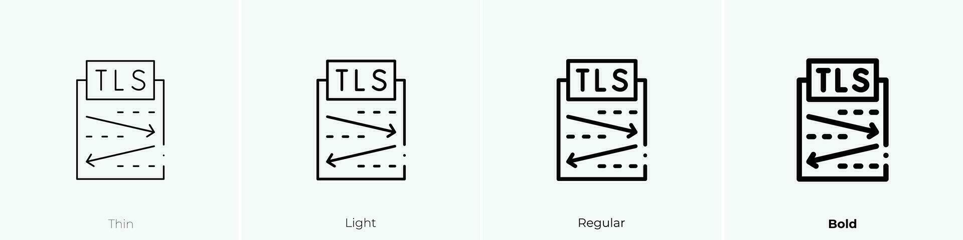 tls protocol icon. Thin, Light, Regular And Bold style design isolated on white background vector