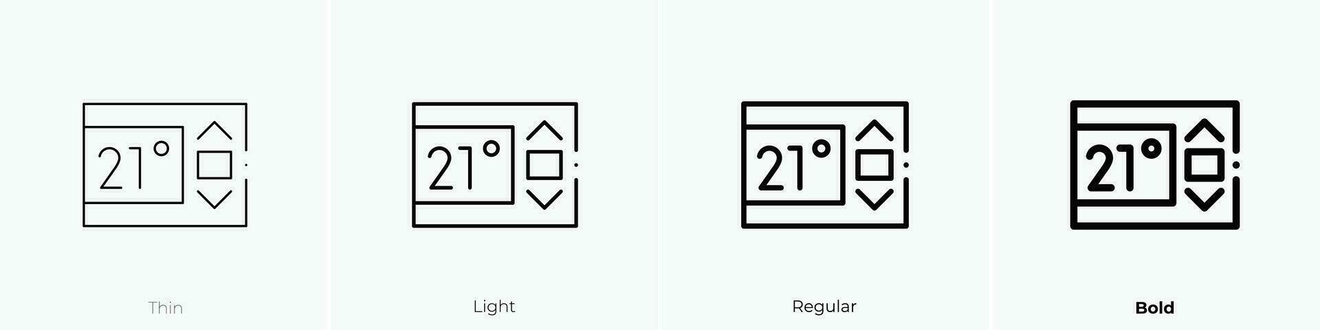 termostato icono. delgado, luz, regular y negrita estilo diseño aislado en blanco antecedentes vector