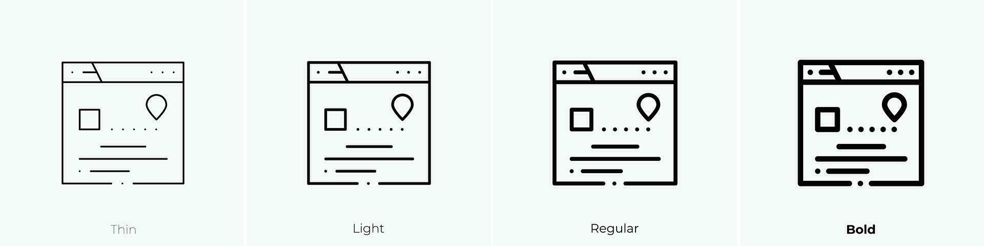 tracking icon. Thin, Light, Regular And Bold style design isolated on white background vector