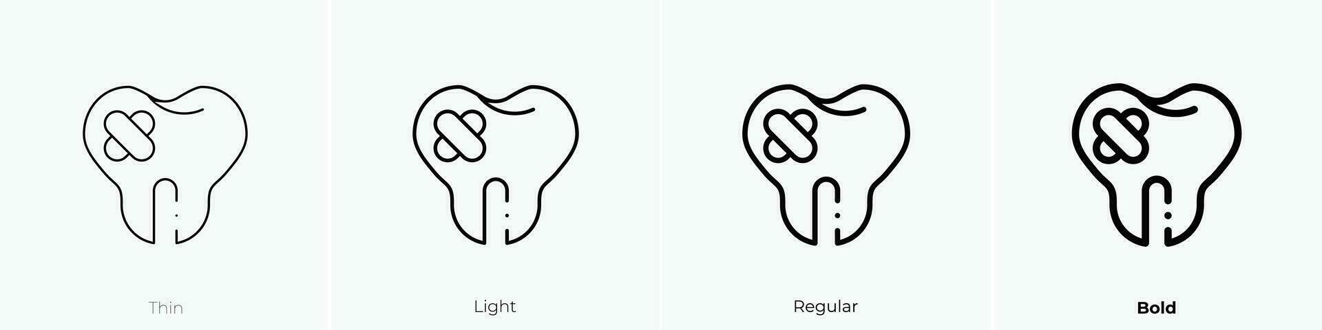 toothache icon. Thin, Light, Regular And Bold style design isolated on white background vector