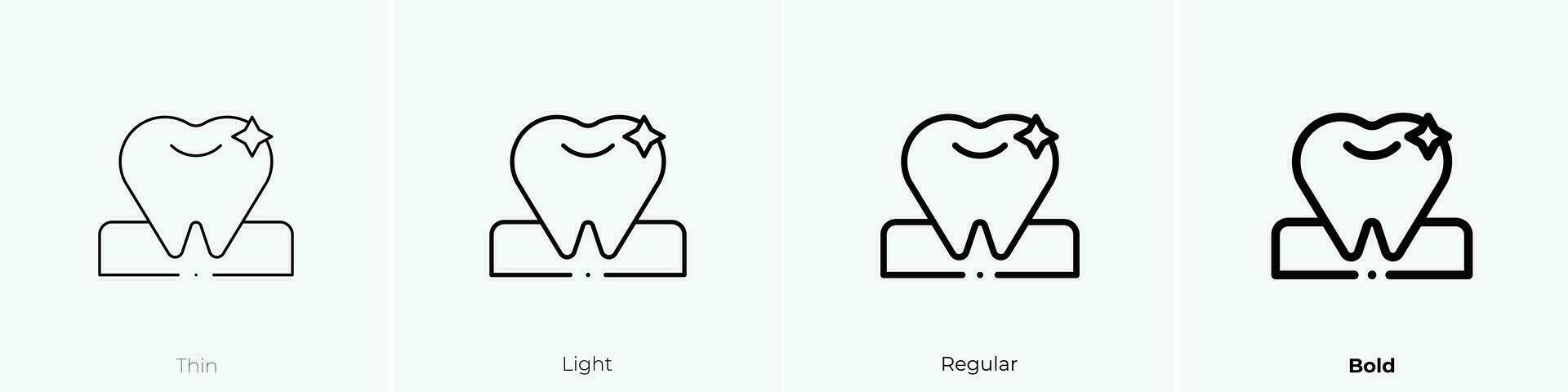 tooth icon. Thin, Light, Regular And Bold style design isolated on white background vector