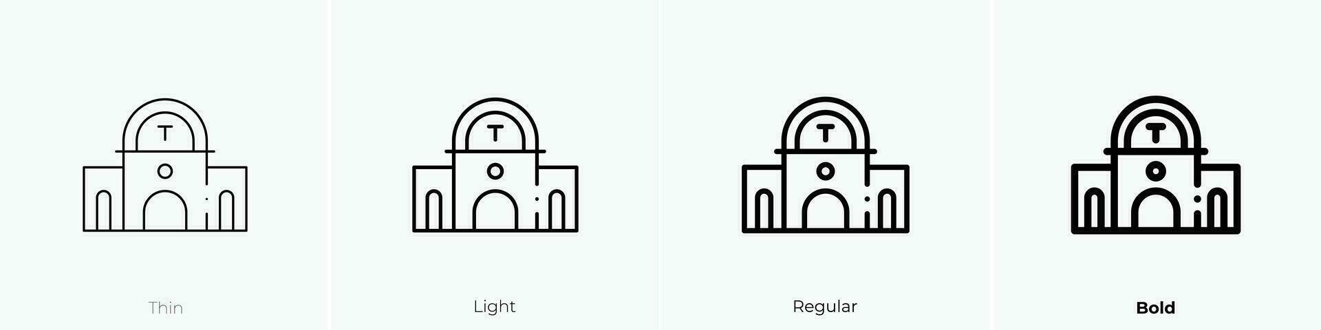 tren estación icono. delgado, luz, regular y negrita estilo diseño aislado en blanco antecedentes vector