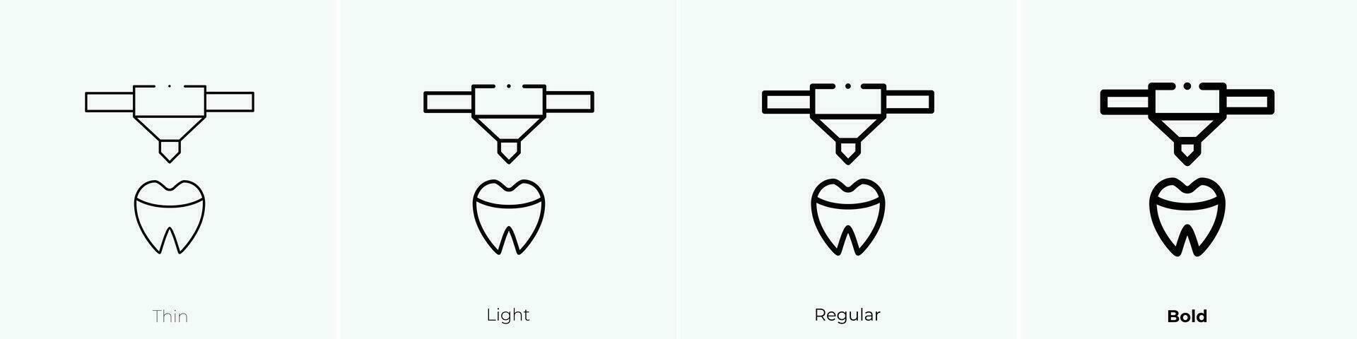 tooth icon. Thin, Light, Regular And Bold style design isolated on white background vector