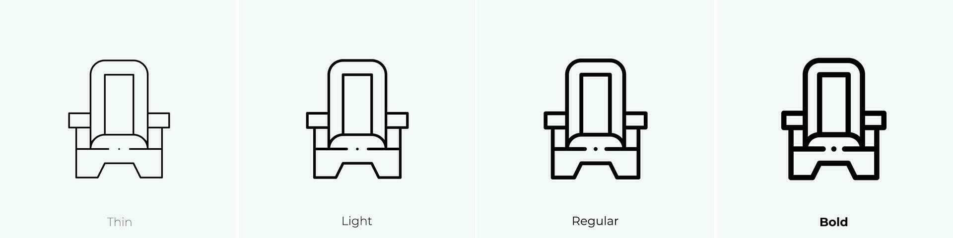 throne icon. Thin, Light, Regular And Bold style design isolated on white background vector