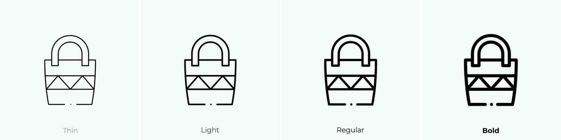tote bag icon. Thin, Light, Regular And Bold style design isolated on white background vector