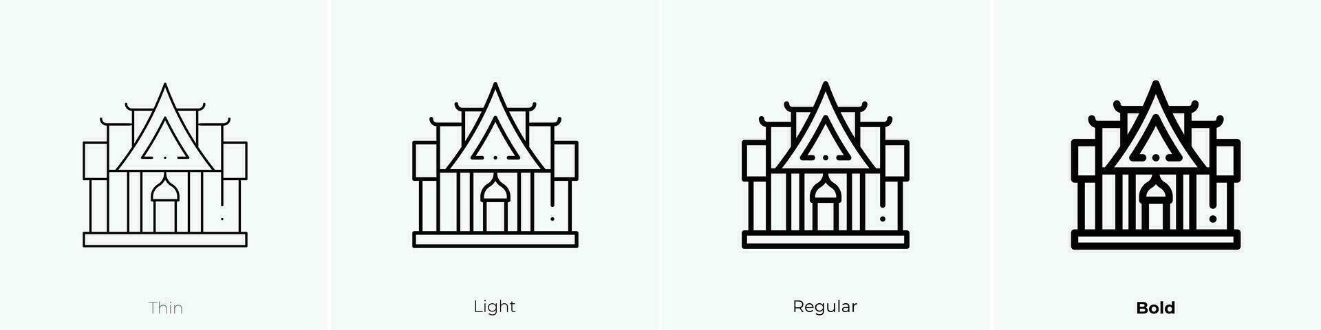 templo icono. delgado, luz, regular y negrita estilo diseño aislado en blanco antecedentes vector