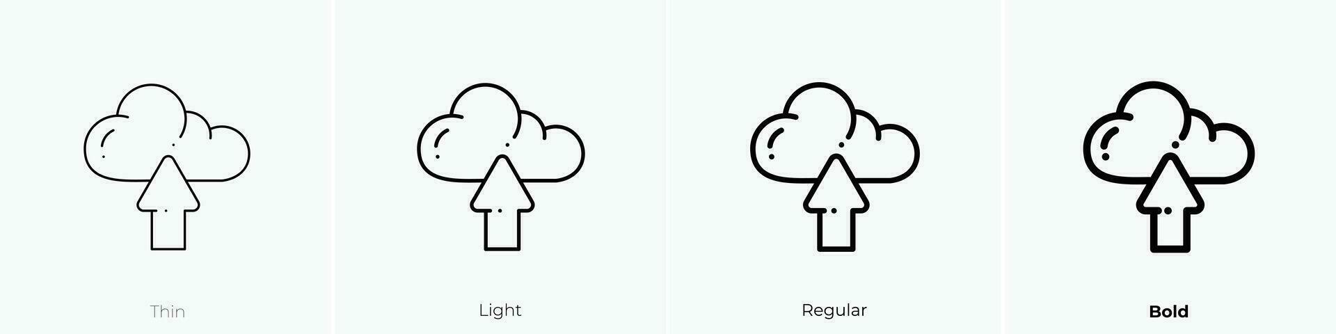 upload icon. Thin, Light, Regular And Bold style design isolated on white background vector