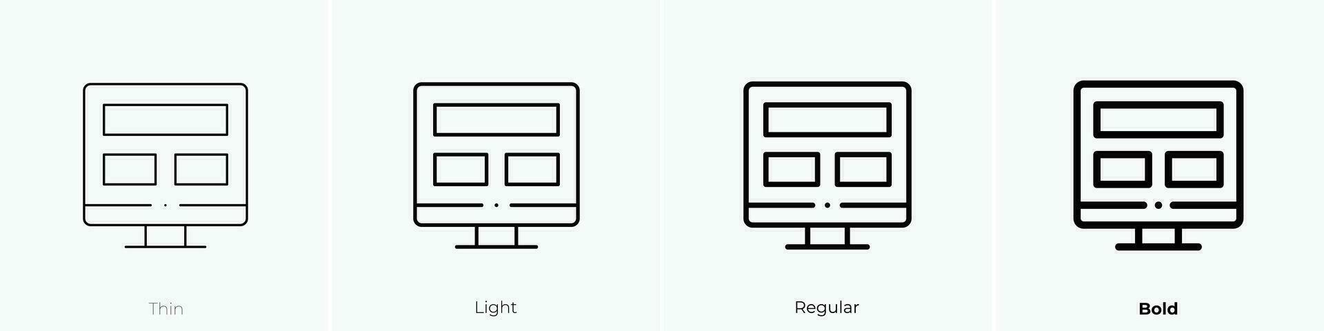 ui diseño icono. delgado, luz, regular y negrita estilo diseño aislado en blanco antecedentes vector