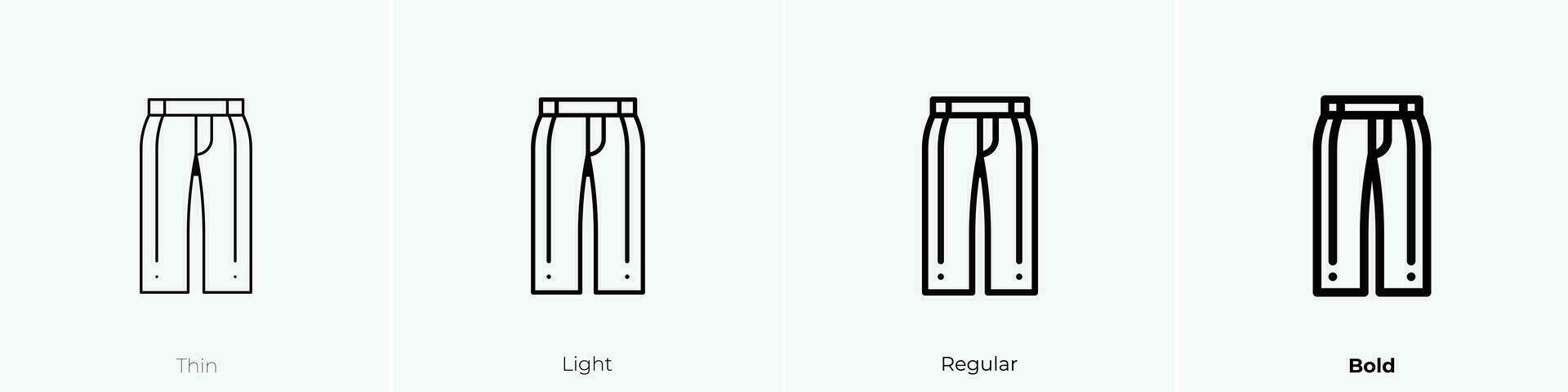 trousers icon. Thin, Light, Regular And Bold style design isolated on white background vector