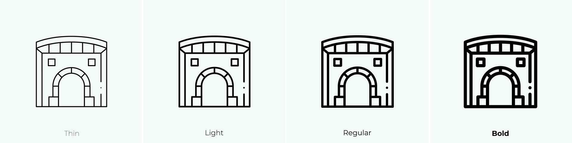 tunnel icon. Thin, Light, Regular And Bold style design isolated on white background vector