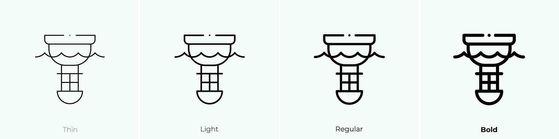 undersea city icon. Thin, Light, Regular And Bold style design isolated on white background vector
