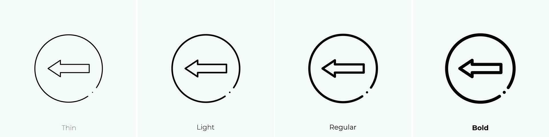 turn left icon. Thin, Light, Regular And Bold style design isolated on white background vector