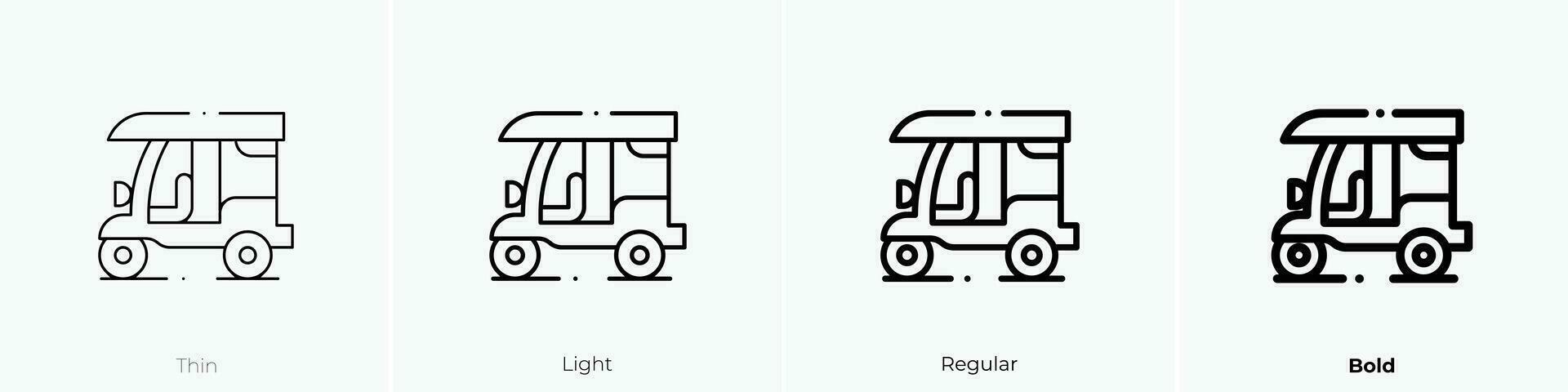 tuk icono. delgado, luz, regular y negrita estilo diseño aislado en blanco antecedentes vector