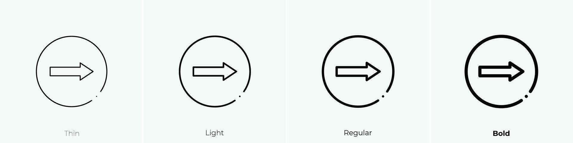 turn right icon. Thin, Light, Regular And Bold style design isolated on white background vector