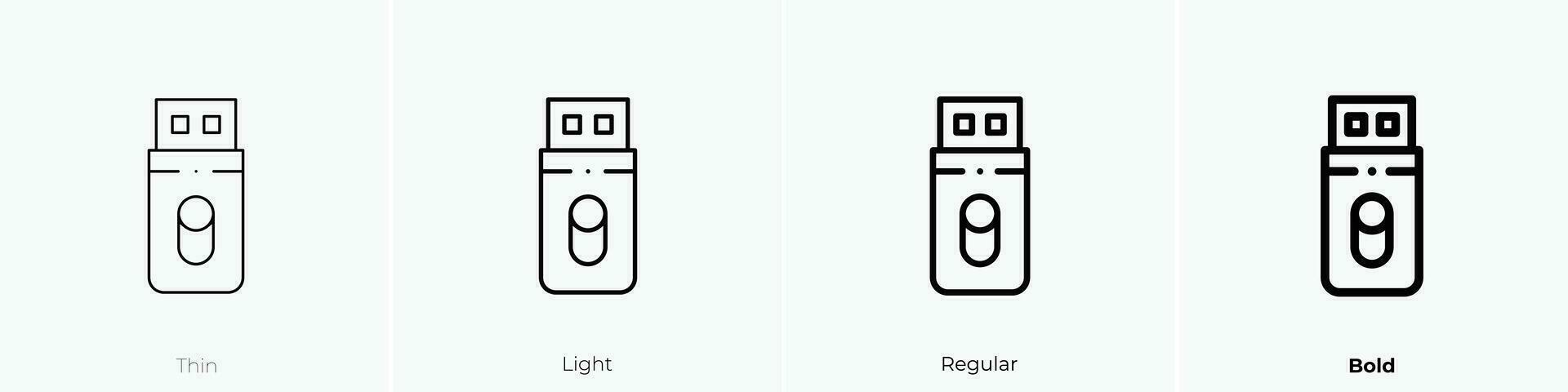 usb stick icon. Thin, Light, Regular And Bold style design isolated on white background vector