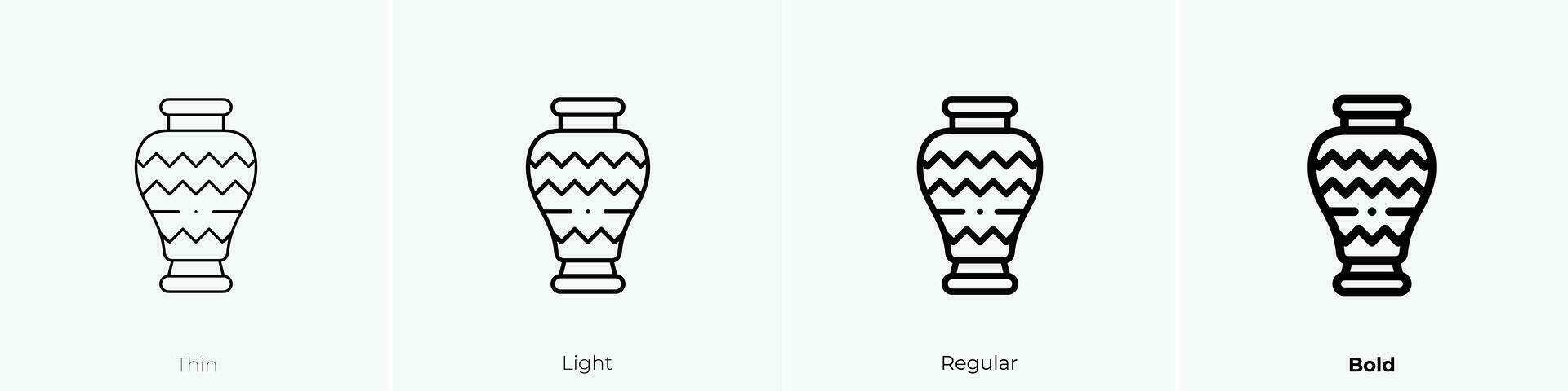 vase icon. Thin, Light, Regular And Bold style design isolated on white background vector