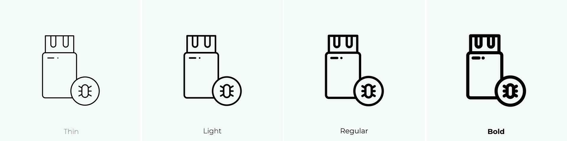 usb icon. Thin, Light, Regular And Bold style design isolated on white background vector