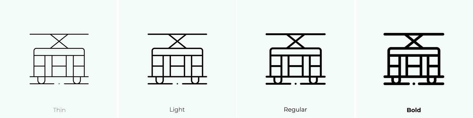 tramway icon. Thin, Light, Regular And Bold style design isolated on white background vector