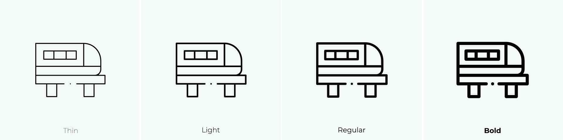 train icon. Thin, Light, Regular And Bold style design isolated on white background vector