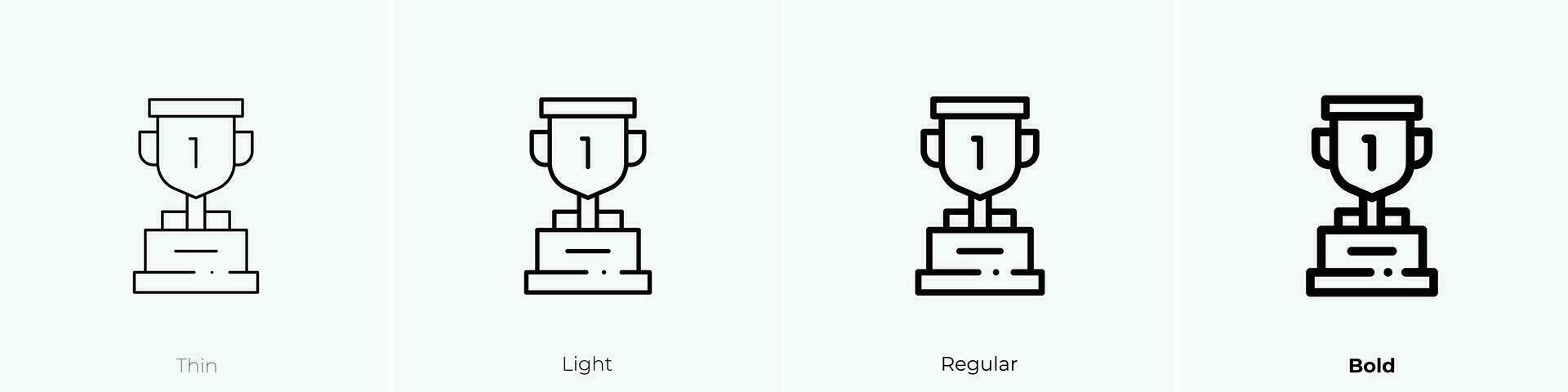 trophy icon. Thin, Light, Regular And Bold style design isolated on white background vector