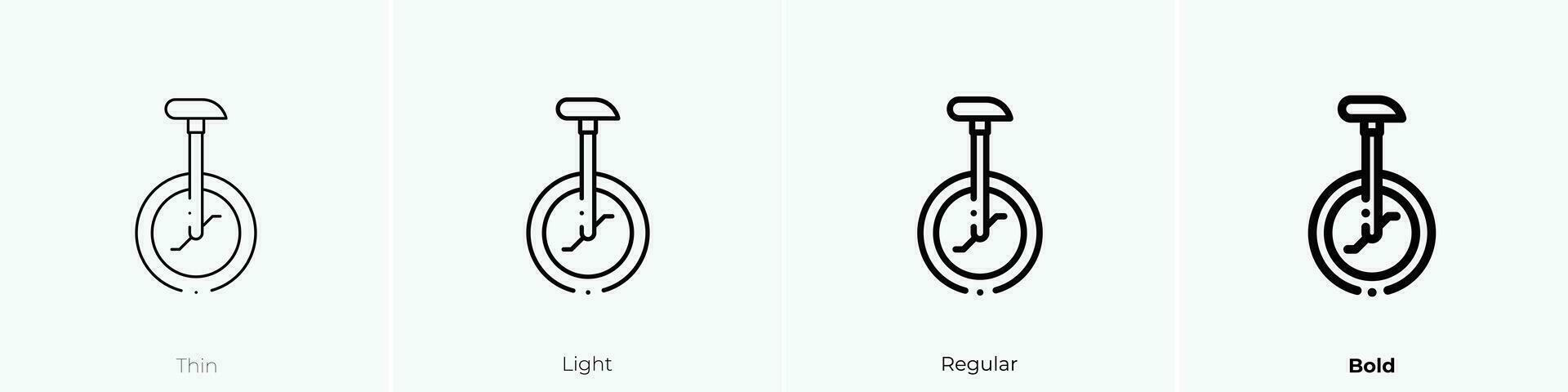 unicycle icon. Thin, Light, Regular And Bold style design isolated on white background vector