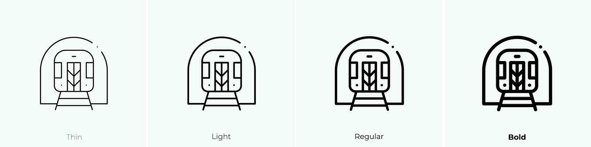 train icon. Thin, Light, Regular And Bold style design isolated on white background vector