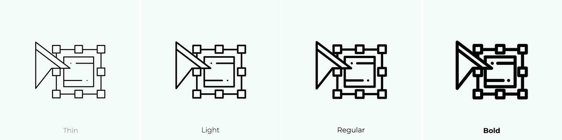 transformar icono. delgado, luz, regular y negrita estilo diseño aislado en blanco antecedentes vector