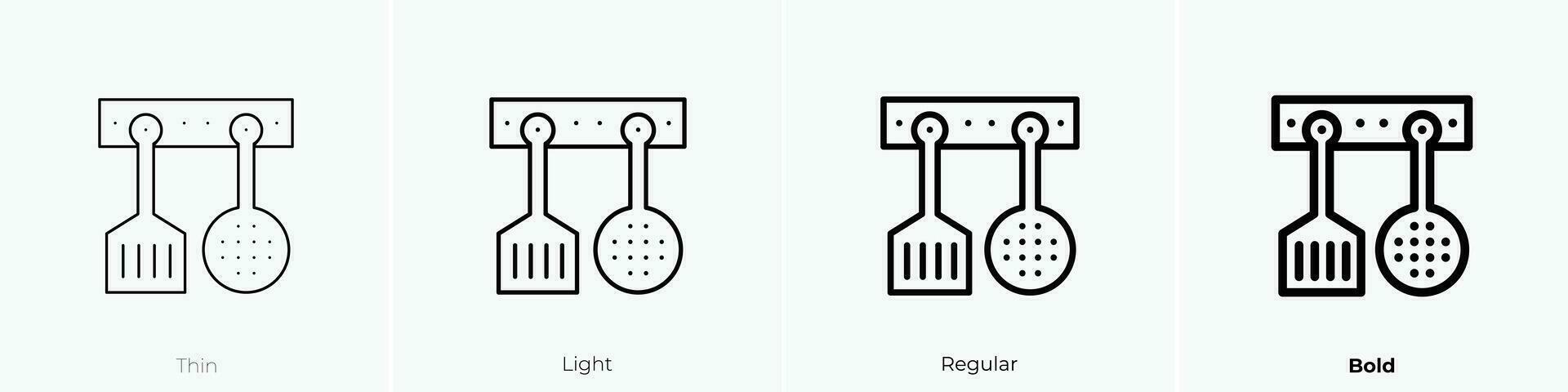 utensilios icono. delgado, luz, regular y negrita estilo diseño aislado en blanco antecedentes vector