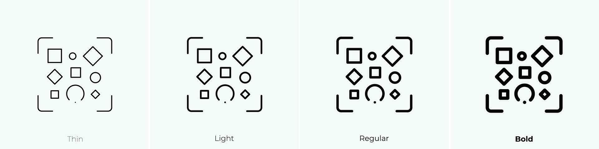 desestructurado datos icono. delgado, luz, regular y negrita estilo diseño aislado en blanco antecedentes vector