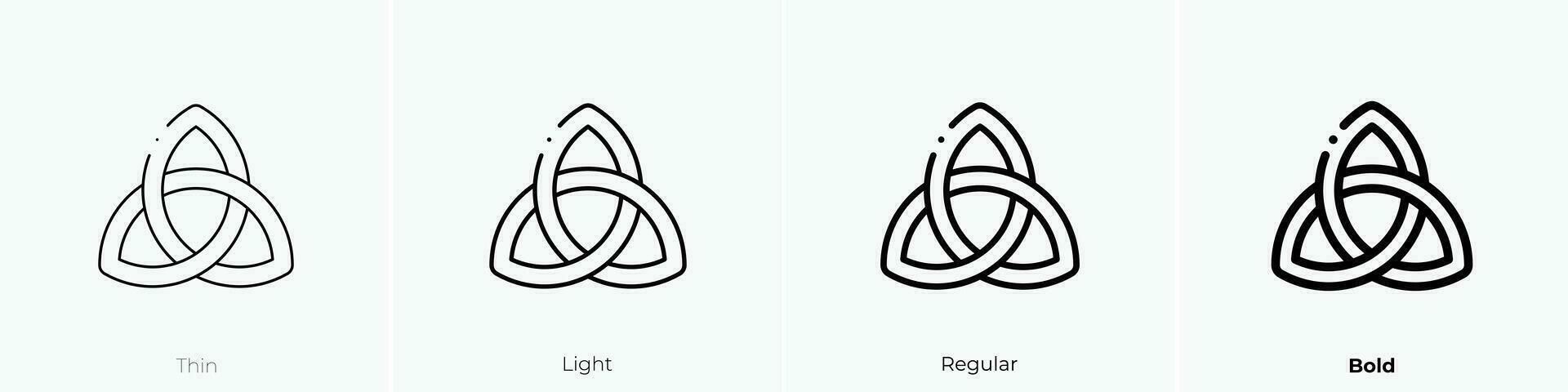 triquetra icono. delgado, luz, regular y negrita estilo diseño aislado en blanco antecedentes vector