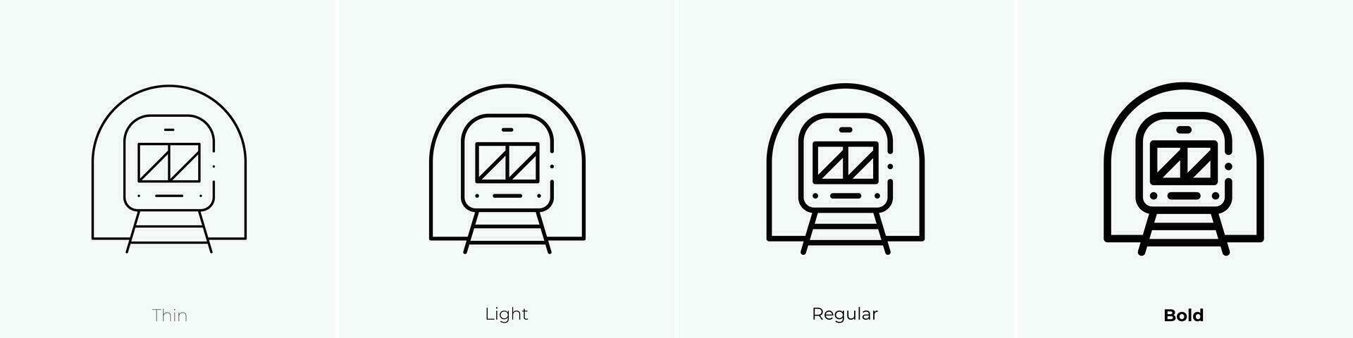 train icon. Thin, Light, Regular And Bold style design isolated on white background vector