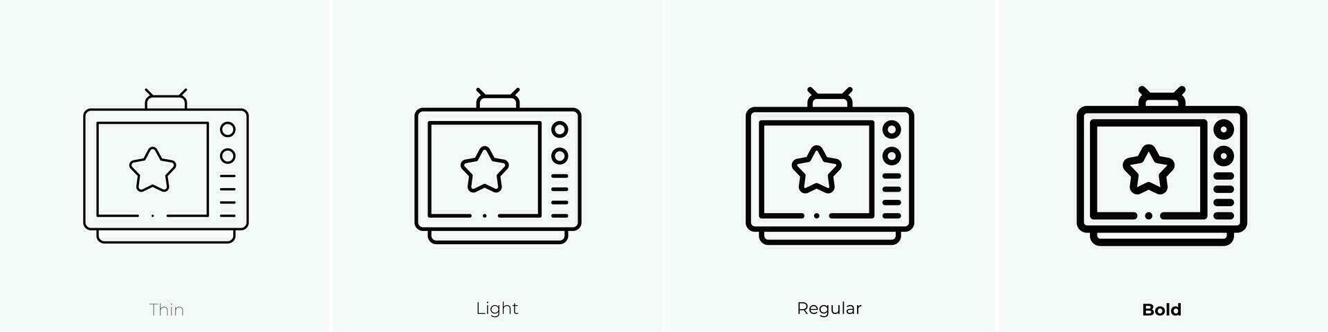 tv show icon. Thin, Light, Regular And Bold style design isolated on white background vector