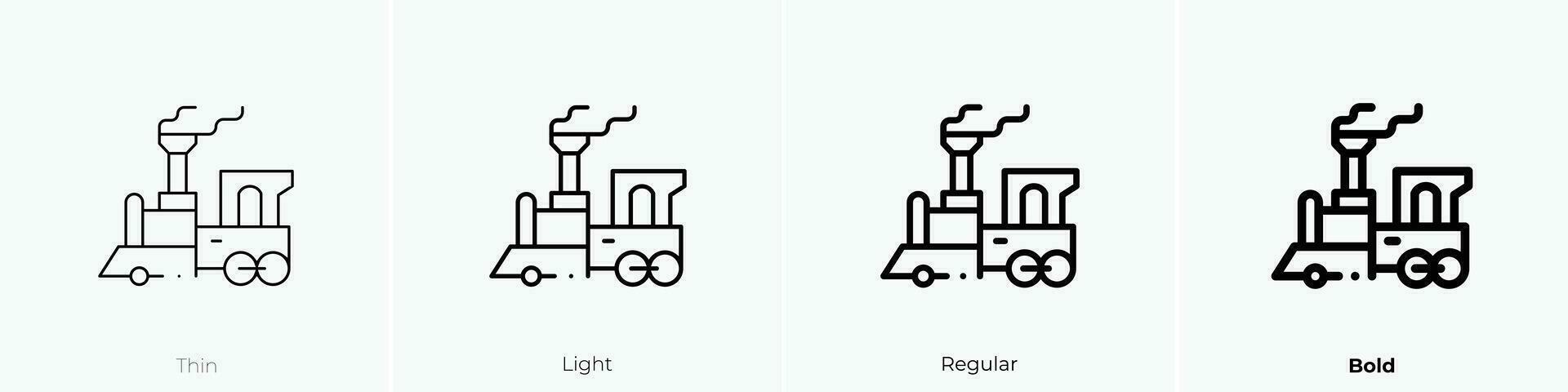 train icon. Thin, Light, Regular And Bold style design isolated on white background vector