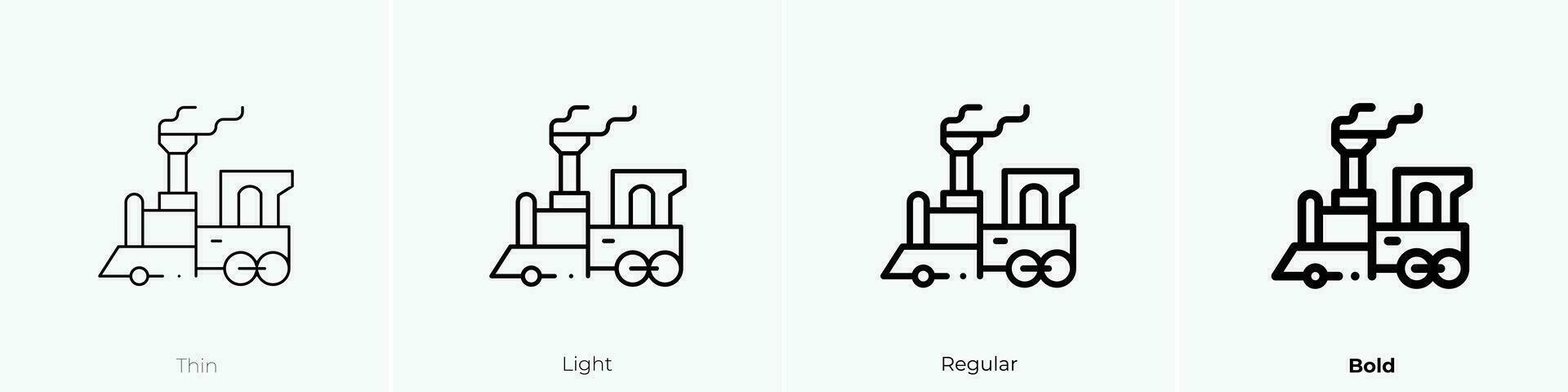 tren icono. delgado, luz, regular y negrita estilo diseño aislado en blanco antecedentes vector