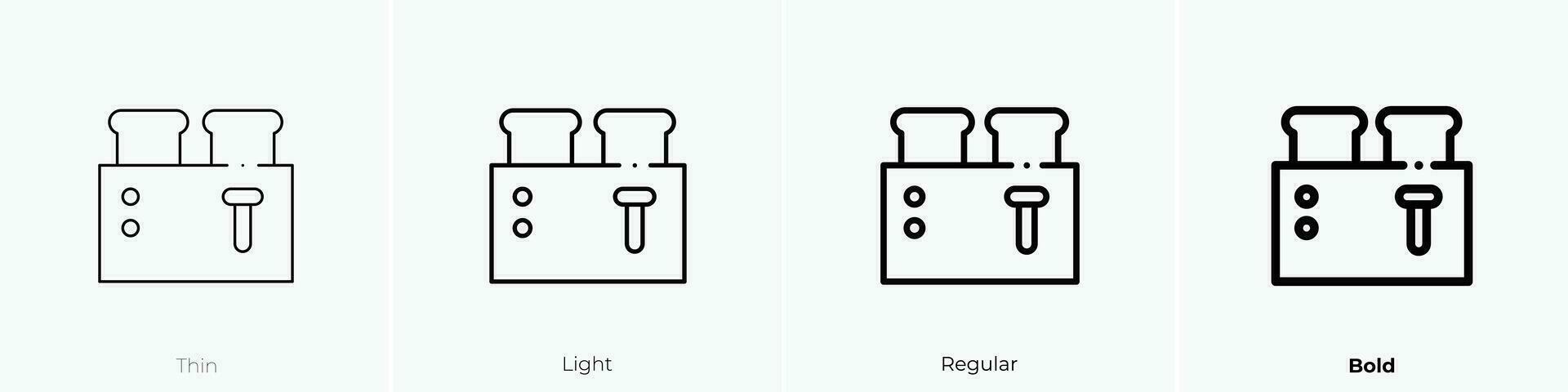 toaster icon. Thin, Light, Regular And Bold style design isolated on white background vector