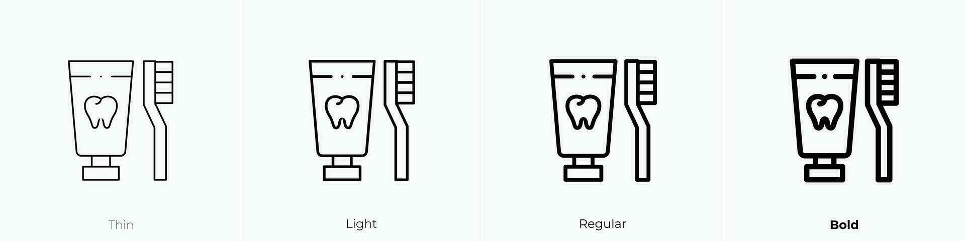 cepillo de dientes icono. delgado, luz, regular y negrita estilo diseño aislado en blanco antecedentes vector