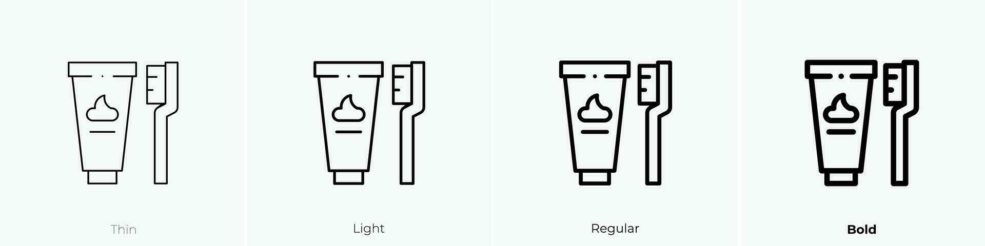 diente higiene icono. delgado, luz, regular y negrita estilo diseño aislado en blanco antecedentes vector