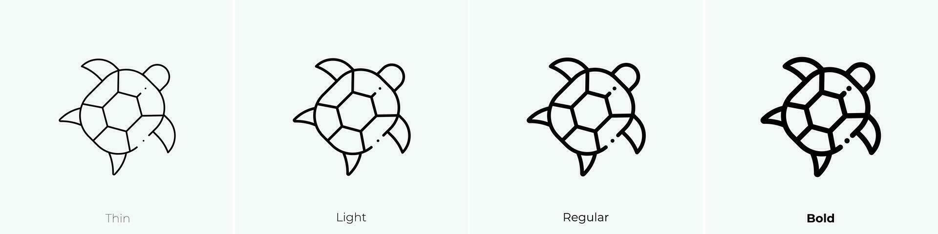 turtle icon. Thin, Light, Regular And Bold style design isolated on white background vector