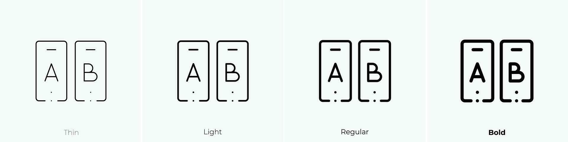 testing icon. Thin, Light, Regular And Bold style design isolated on white background vector