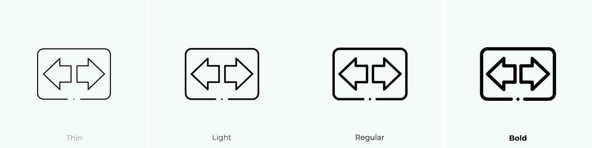 turn icon. Thin, Light, Regular And Bold style design isolated on white background vector